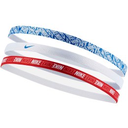 Nike Opaski na włosy Nike Printed Headbands 3 szt. niebieska, biała, czerwona N0002560495OS