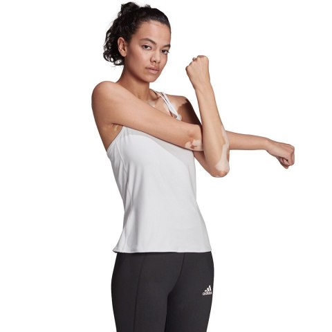 Adidas Koszulka damska adidas Studio Slim Strappy Back Tank Top biała HE3141 Adidas Koszulka damska adidas Studio Slim Strappy Back Tank Top biała HE3141