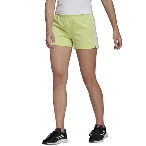 Adidas Spodenki damskie adidas Essentials Slim 3-Stripes Shorts zielone HE9361 Adidas Spodenki damskie adidas Essentials Slim 3-Stripes Shorts zielone HE9361
