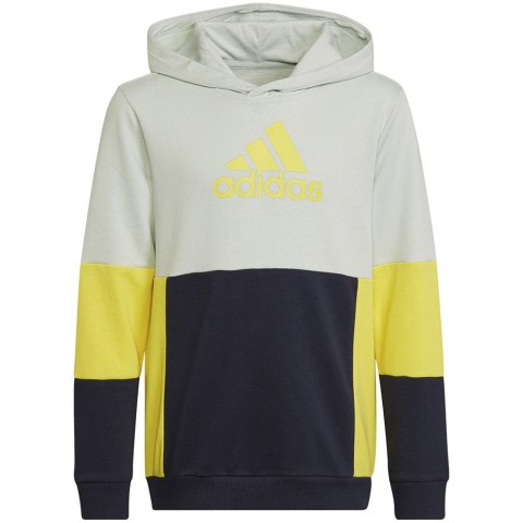 Adidas Bluza dla dzieci adidas Colourblock Hoodie szaro-żółto-czarna HN8567