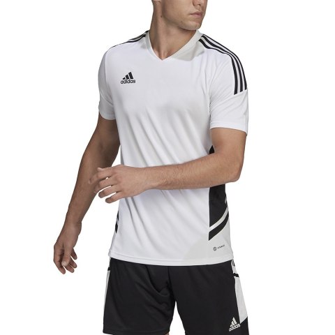 Adidas teamwear Koszulka męska adidas Condivo 22 Jersey V-neck biało-czarna HA6290 Adidas teamwear Koszulka męska adidas Condivo 22 Jersey V-neck biało-czarna HA6290