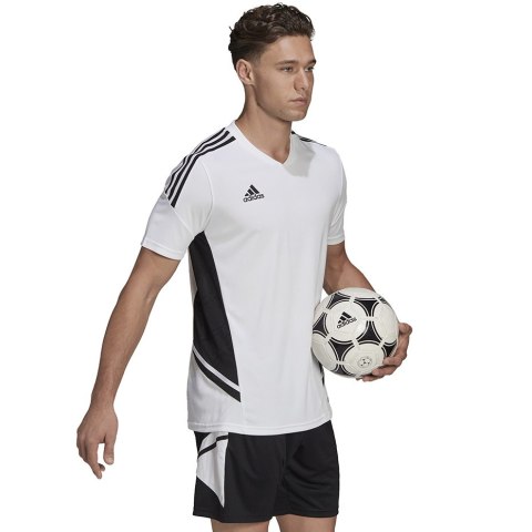 Adidas teamwear Koszulka męska adidas Condivo 22 Jersey V-neck biało-czarna HA6290 Adidas teamwear Koszulka męska adidas Condivo 22 Jersey V-neck biało-czarna HA6290