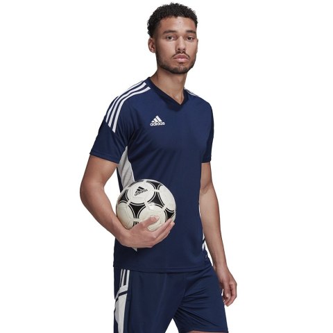 Adidas teamwear Koszulka męska adidas Condivo 22 Jersey V-neck granatowo-biała HA6291 Adidas teamwear Koszulka męska adidas Condivo 22 Jersey V-neck granatowo-biała HA6291