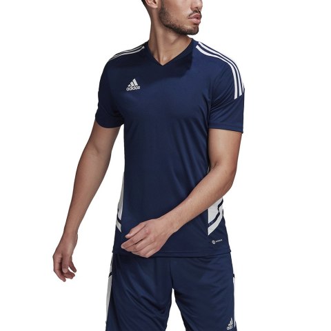 Adidas teamwear Koszulka męska adidas Condivo 22 Jersey V-neck granatowo-biała HA6291 Adidas teamwear Koszulka męska adidas Condivo 22 Jersey V-neck granatowo-biała HA6291