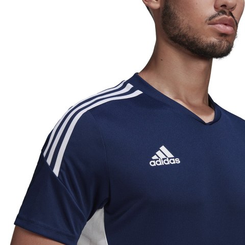 Adidas teamwear Koszulka męska adidas Condivo 22 Jersey V-neck granatowo-biała HA6291 Adidas teamwear Koszulka męska adidas Condivo 22 Jersey V-neck granatowo-biała HA6291