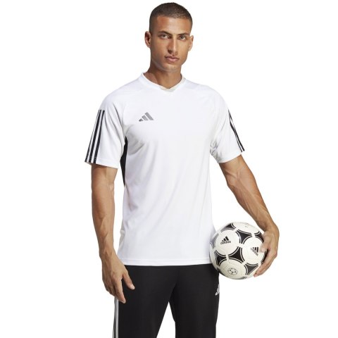 Adidas teamwear Koszulka męska adidas Tiro 23 Competition Jersey biało-czarna IC4565 Adidas teamwear Koszulka męska adidas Tiro 23 Competition Jersey biało-czarna IC4565