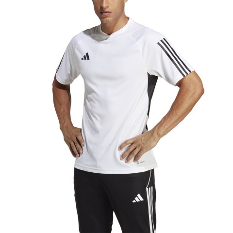Adidas teamwear Koszulka męska adidas Tiro 23 Competition Jersey biało-czarna IC4565 Adidas teamwear Koszulka męska adidas Tiro 23 Competition Jersey biało-czarna IC4565