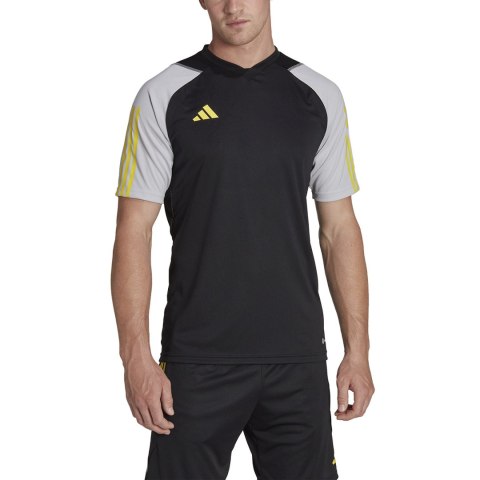 Adidas teamwear Koszulka męska adidas Tiro 23 Competition Jersey czarno-szara HU1295 Adidas teamwear Koszulka męska adidas Tiro 23 Competition Jersey czarno-szara HU1295