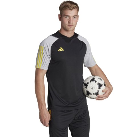 Adidas teamwear Koszulka męska adidas Tiro 23 Competition Jersey czarno-szara HU1295 Adidas teamwear Koszulka męska adidas Tiro 23 Competition Jersey czarno-szara HU1295