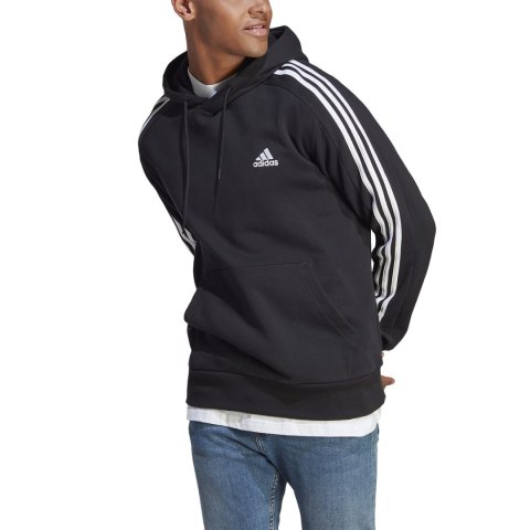 Adidas Bluza męska adidas Essentials French Terry 3-Stripes Hoodie czarna IC0435 Adidas Bluza męska adidas Essentials French Terry 3-Stripes Hoodie czarna IC0435