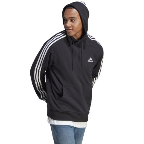 Adidas Bluza męska adidas Essentials French Terry 3-Stripes Hoodie czarna IC0435 Adidas Bluza męska adidas Essentials French Terry 3-Stripes Hoodie czarna IC0435