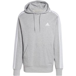 Adidas Bluza męska adidas Essentials French Terry 3-Stripes Hoodie szara IC0437