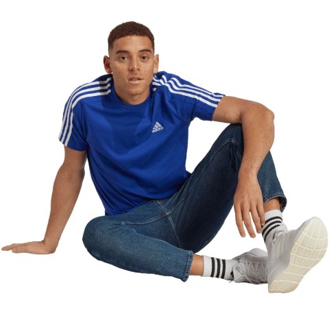 Adidas Koszulka męska adidas Essentials Single Jersey 3-Stripes niebieska IC9338 Adidas Koszulka męska adidas Essentials Single Jersey 3-Stripes niebieska IC9338