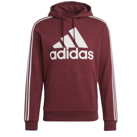 Adidas Bluza męska adidas Essentials Fleece 3-Stripes Logo Hoodie bordowa H47057