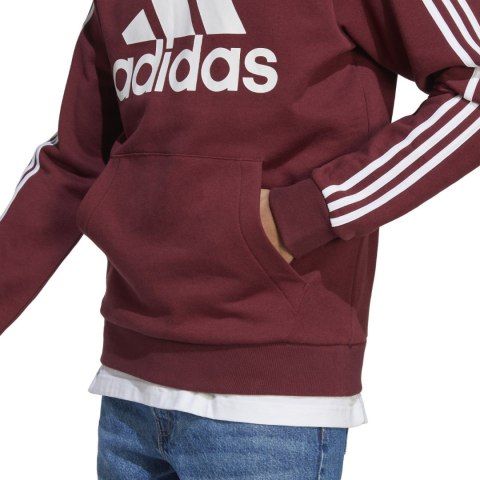 Adidas Bluza męska adidas Essentials Fleece 3-Stripes Logo Hoodie bordowa H47057 Adidas Bluza męska adidas Essentials Fleece 3-Stripes Logo Hoodie bordowa H47057