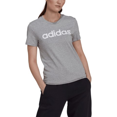 Adidas Koszulka damska adidas Loungwear Essentials Slim Logo szara HL2053 Adidas Koszulka damska adidas Loungwear Essentials Slim Logo szara HL2053