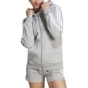 Adidas Bluza damska adidas Essentials 3-Stripes Full-Zip Fleece szara IM0236