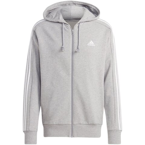 Adidas Bluza męska adidas Essentials French Terry 3-Stripes Full-Zip Hoodie szara IC9833