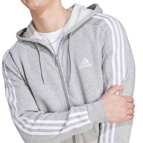 Adidas Bluza męska adidas Essentials Fleece 3-Stripes Full-Zip szara IJ6479 Adidas Bluza męska adidas Essentials Fleece 3-Stripes Full-Zip szara IJ6479
