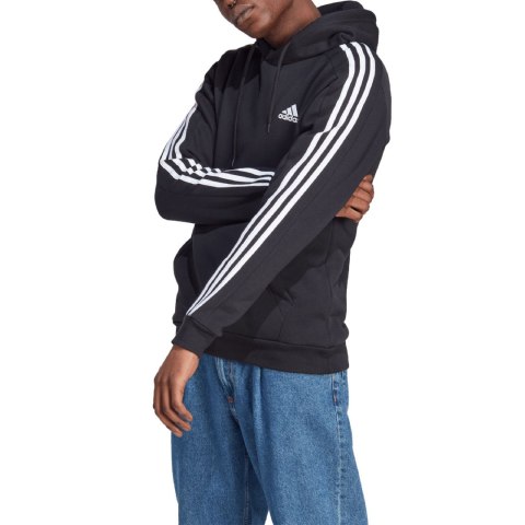 Adidas Bluza męska adidas Essentials Fleece 3-Stripes Hoodie czarna IB4028 Adidas Bluza męska adidas Essentials Fleece 3-Stripes Hoodie czarna IB4028