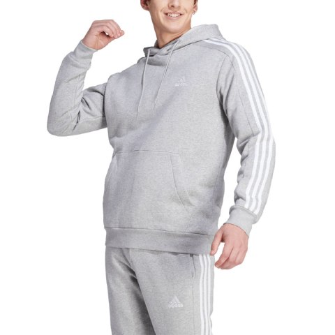Adidas Bluza męska adidas Essentials Fleece 3-Stripes Hoodie szara IJ6474 Adidas Bluza męska adidas Essentials Fleece 3-Stripes Hoodie szara IJ6474