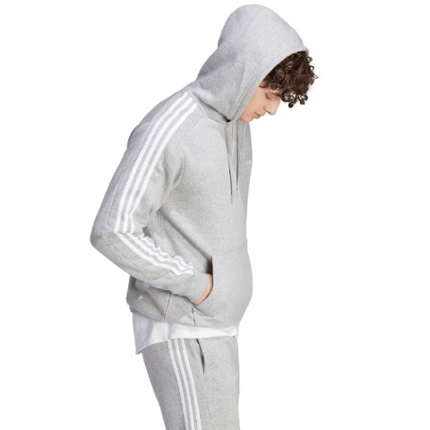 Adidas Bluza męska adidas Essentials Fleece 3-Stripes Hoodie szara IJ6474 Adidas Bluza męska adidas Essentials Fleece 3-Stripes Hoodie szara IJ6474