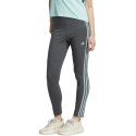 Adidas Legginsy damskie adidas Essentials 3-Stripes High-Waisted Single ciemnoszare IL3310