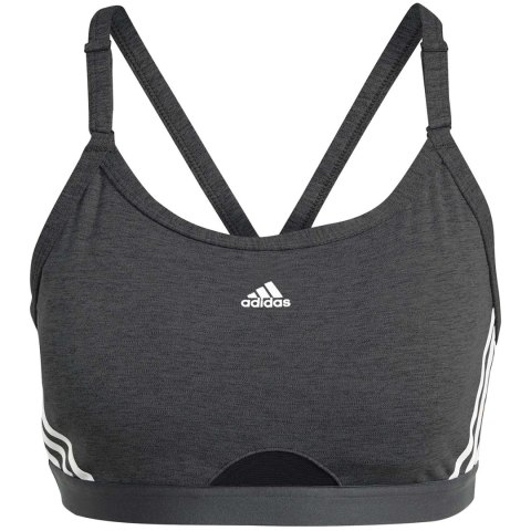 Adidas Stanik damski adidas Aeroreact Training Light-Support 3-Stripes Bra ciemnoszary HC7870