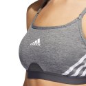 Adidas Stanik damski adidas Aeroreact Training Light-Support 3-Stripes Bra ciemnoszary HC7870