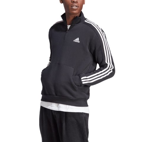 Adidas Bluza męska adidas Essentials Fleece 3-Stripes 1/4-Zip czarna HZ6235 Adidas Bluza męska adidas Essentials Fleece 3-Stripes 1/4-Zip czarna HZ6235