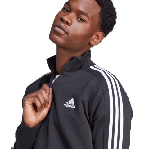 Adidas Bluza męska adidas Essentials Fleece 3-Stripes 1/4-Zip czarna HZ6235 Adidas Bluza męska adidas Essentials Fleece 3-Stripes 1/4-Zip czarna HZ6235