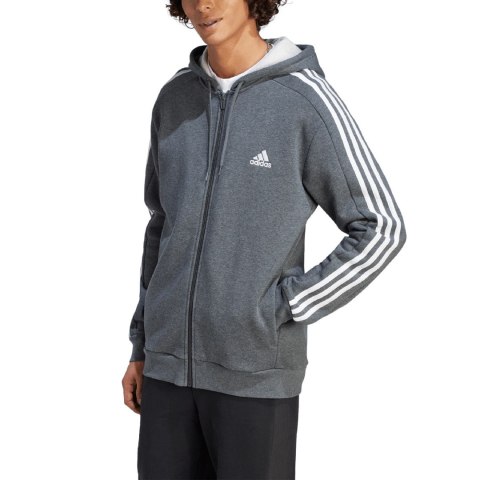 Adidas Bluza męska adidas Essentials Fleece 3-Stripes Full-Zip szara IJ6480 Adidas Bluza męska adidas Essentials Fleece 3-Stripes Full-Zip szara IJ6480