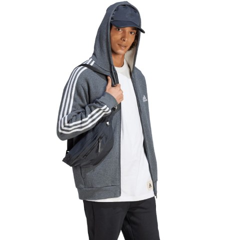 Adidas Bluza męska adidas Essentials Fleece 3-Stripes Full-Zip szara IJ6480 Adidas Bluza męska adidas Essentials Fleece 3-Stripes Full-Zip szara IJ6480