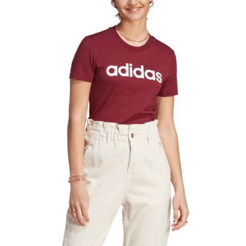 Adidas Koszulka damska adidas Loungewear Essentials Slim Logo Tee bordowa IM2829 Adidas Koszulka damska adidas Loungewear Essentials Slim Logo Tee bordowa IM2829