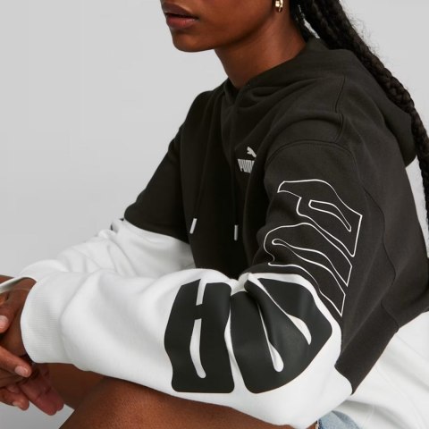 Puma Bluza damska Puma Power Colorblock Hoodie FL czarno-biała 676023 01 Puma Bluza damska Puma Power Colorblock Hoodie FL czarno-biała 676023 01