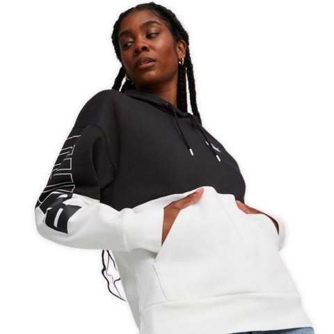 Puma Bluza damska Puma Power Colorblock Hoodie FL czarno-biała 676023 01 Puma Bluza damska Puma Power Colorblock Hoodie FL czarno-biała 676023 01