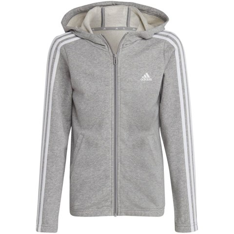 Adidas Bluza dla dzieci adidas Essentials 3-Stripes Full-Zip Hoodie szara IC3635