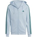Adidas Bluza męska adidas Essentials Fleece 3-Stripes Full-Zip błękitna IJ8932 Adidas Bluza męska adidas Essentials Fleece 3-Stripes Full-Zip błękitna IJ8932