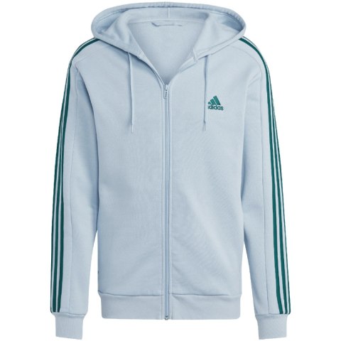 Adidas Bluza męska adidas Essentials Fleece 3-Stripes Full-Zip błękitna IJ8932 Adidas Bluza męska adidas Essentials Fleece 3-Stripes Full-Zip błękitna IJ8932