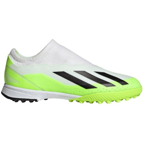 Adidas Buty piłkarskie dla dzieci adidas X Crazyfast.3 Laceless TF biało-zielone IE1499