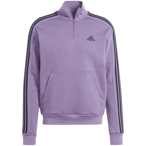 Adidas Bluza męska adidas Essentials Fleece 3-Stripes 1/4-Zip fioletowa IJ8912