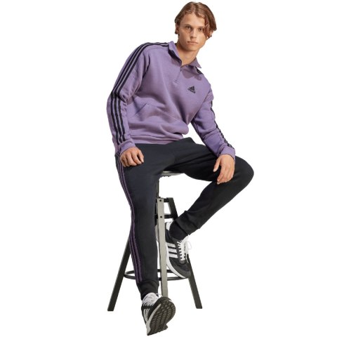 Adidas Bluza męska adidas Essentials Fleece 3-Stripes 1/4-Zip fioletowa IJ8912 Adidas Bluza męska adidas Essentials Fleece 3-Stripes 1/4-Zip fioletowa IJ8912