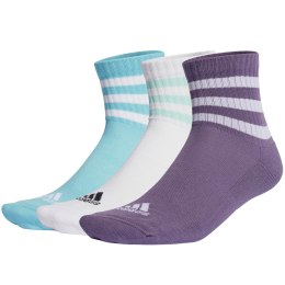 Adidas Skarpety adidas 3-Stripes Cushioned Sportswear Mid-Cut Socks 3P fioletowe, białe, niebieskie IJ8263
