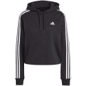 Adidas Bluza damska adidas Essentials 3-Stripes French Terry Crop Hoodie czarna IC8767