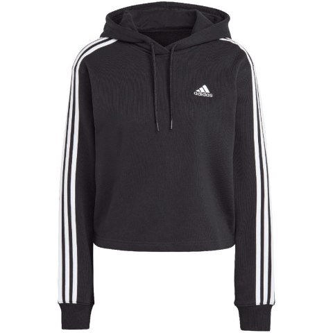 Adidas Bluza damska adidas Essentials 3-Stripes French Terry Crop Hoodie czarna IC8767