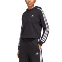 Adidas Bluza damska adidas Essentials 3-Stripes French Terry Crop Hoodie czarna IC8767