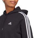 Adidas Bluza damska adidas Essentials 3-Stripes French Terry Crop Hoodie czarna IC8767