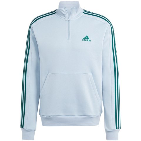 Adidas Bluza męska adidas Essentials Fleece 3-Stripes 1/4-Zip błękitna IJ8909