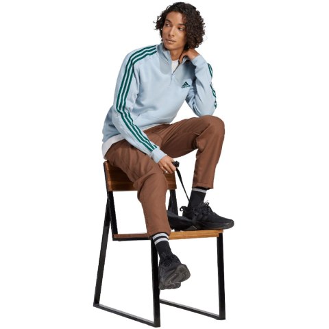 Adidas Bluza męska adidas Essentials Fleece 3-Stripes 1/4-Zip błękitna IJ8909 Adidas Bluza męska adidas Essentials Fleece 3-Stripes 1/4-Zip błękitna IJ8909