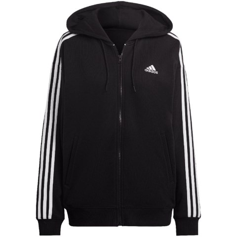 Adidas Bluza damska adidas Essentials 3-Stripes French Terry Oversized Full-Zip Hoodie czarno-biała IC8782